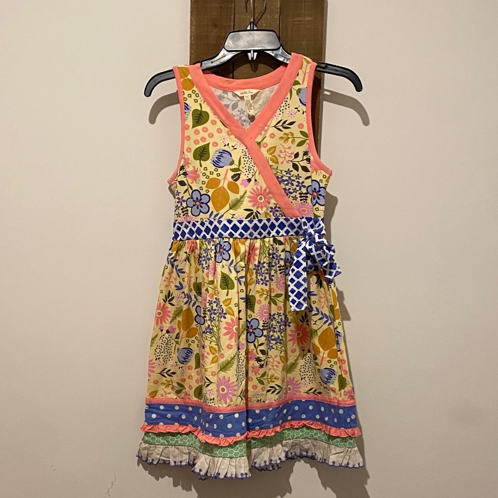 Matilda Jane Yellow Floral Kids Dress with Pink and Blue Details